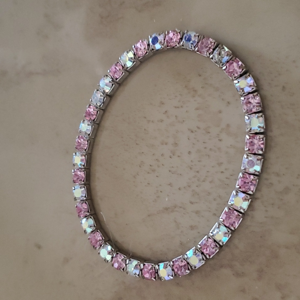 Pink & White Jewel Stretch Bracelet